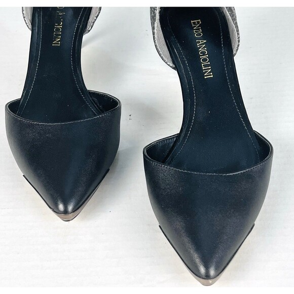 Enzo Angiolini Womens 6.5M Black Pointed Toe Kitten Heel Pumps Gothic Dressy - Picture 6 of 14